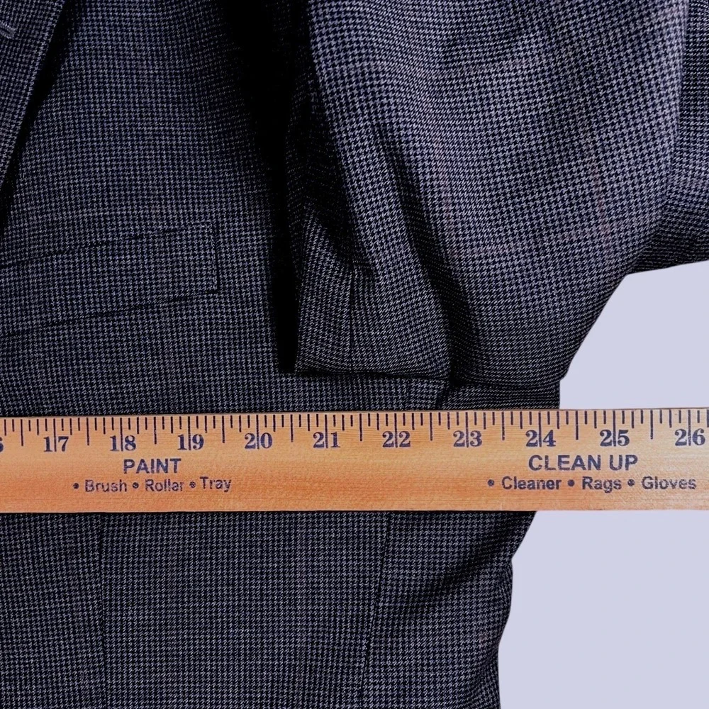 Jos A Bank Blue/Gray Black Hue Puppytooth 100% Wool Blazer Sport Coat Jacket 48R
